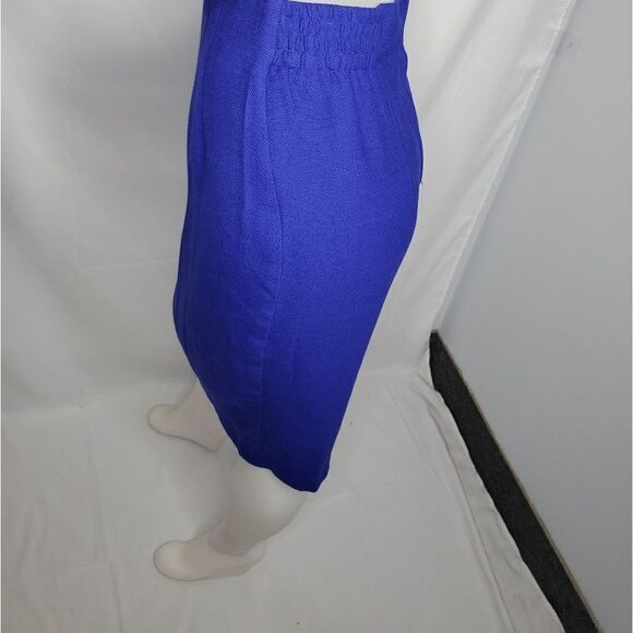 VINTAGE 90s royal blue skirt elastic waist knee length pencil M - Picture 3 of 12